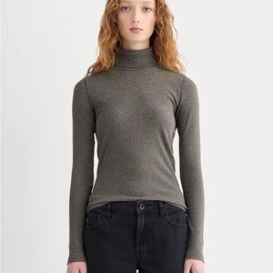 Everlane Heathered-Gray Ribbed Knit Turtleneck